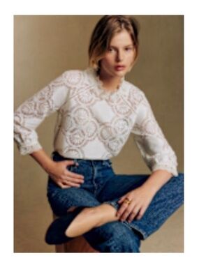 Sezane Bianca Blouse Ecru - Size 4